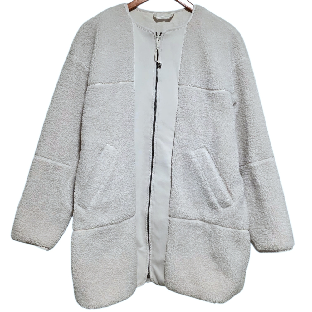 lululemon Collarless Textured Fleece Full Zip White Opal Size 6